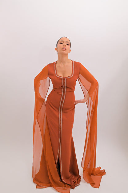 Précommande - Caftan en soie de mousseline