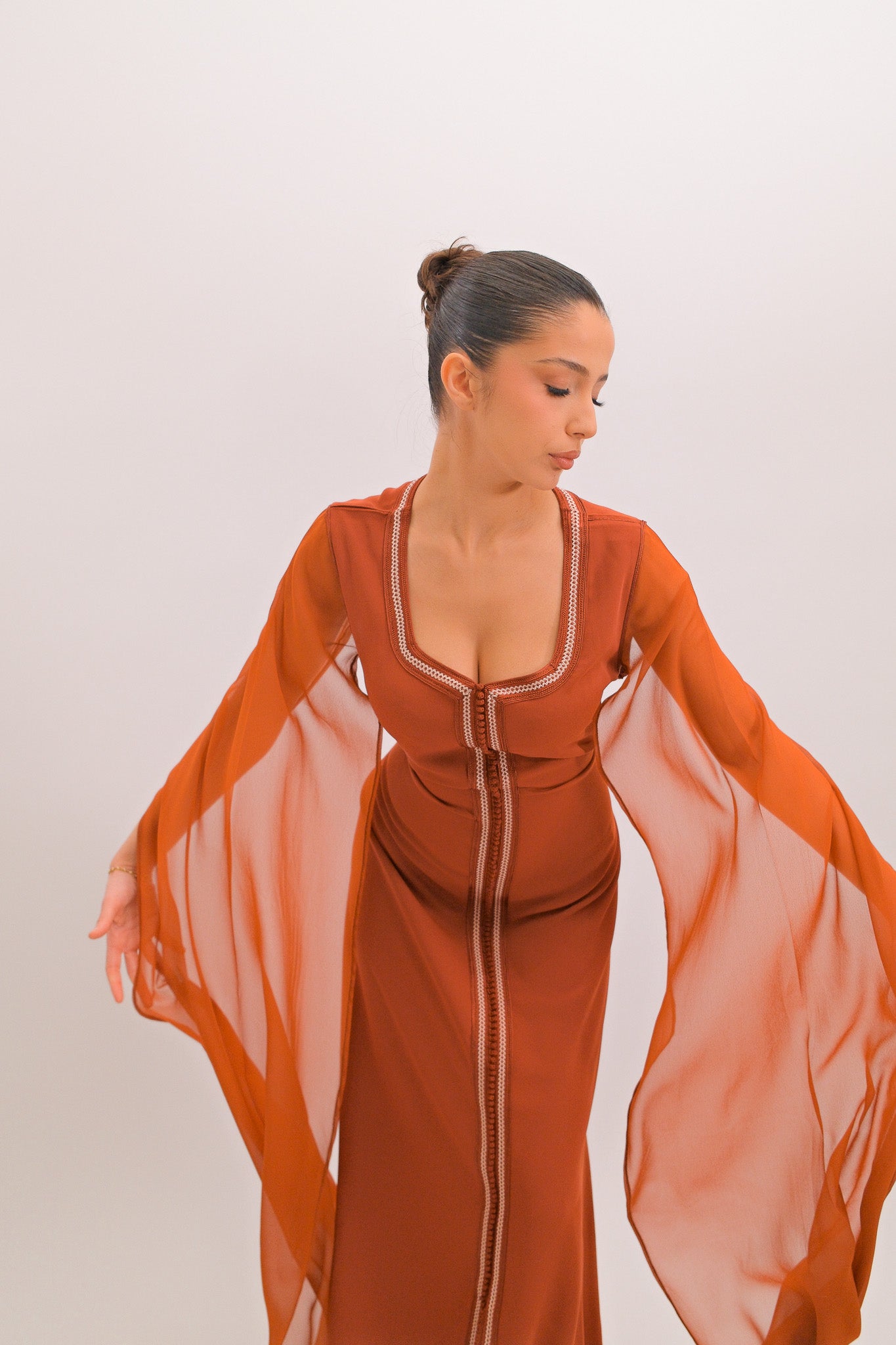 Précommande - Caftan en soie de mousseline