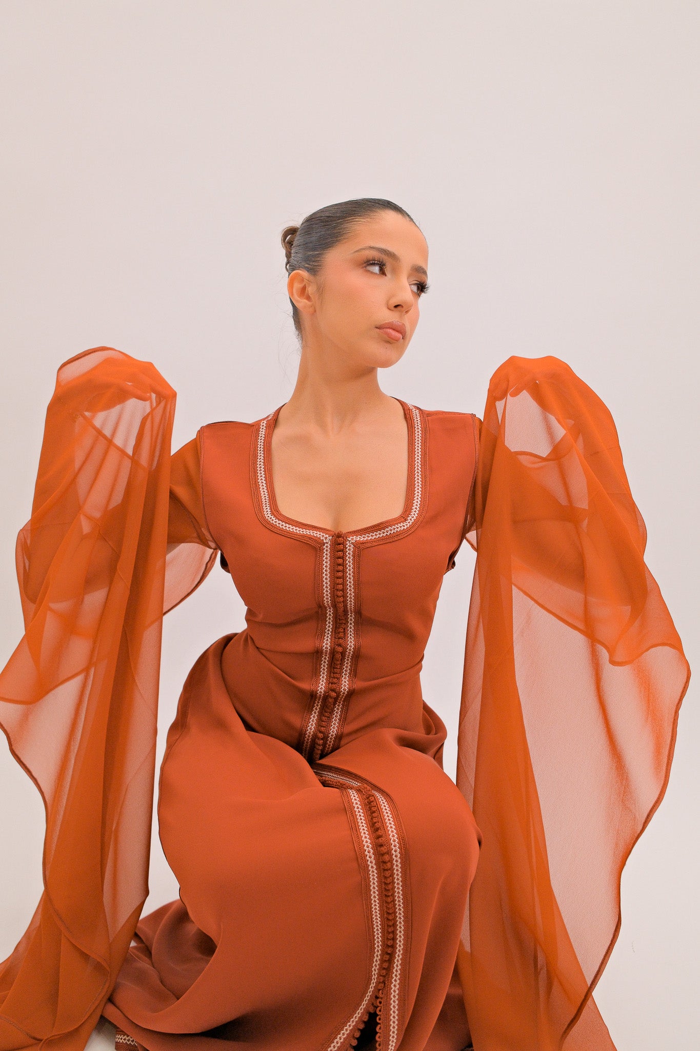 Précommande - Caftan en soie de mousseline